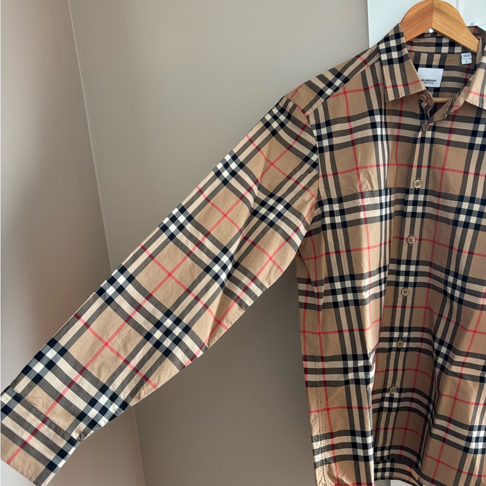 Burberry Beige Checkered Men's Shirt - Picture 6 of 9